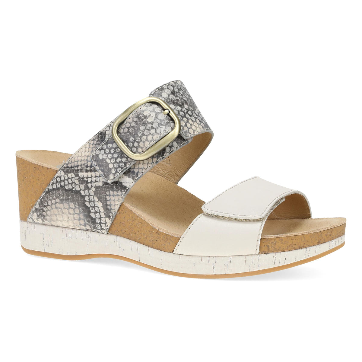 Snake Ivory Leather Sandal,36