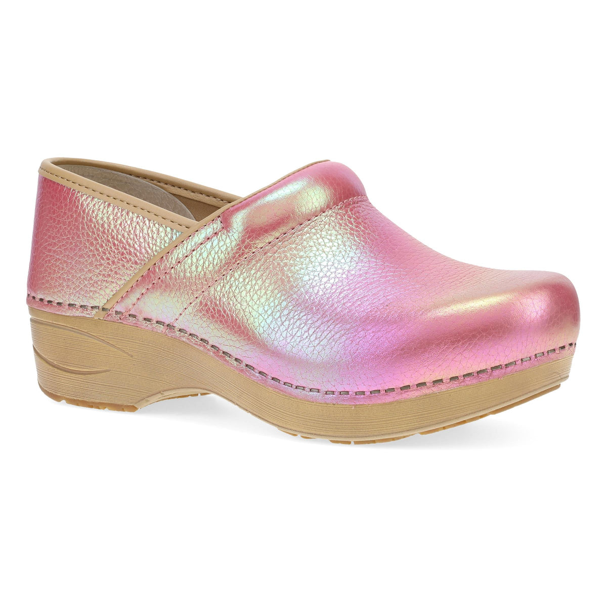 Pink Iridescent Leather Clog,36