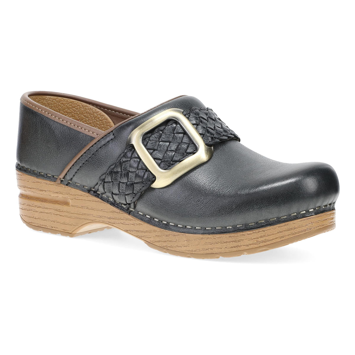 Black Leather Clog,36
