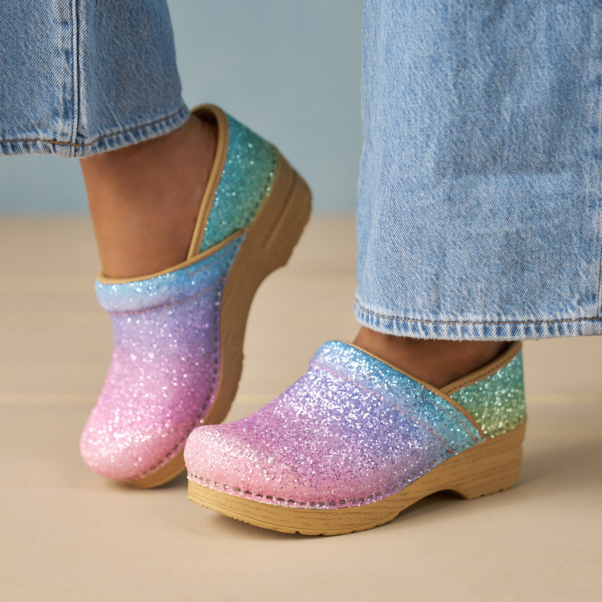 Wide Pro Pastel Rainbow Glitter Dansko Women