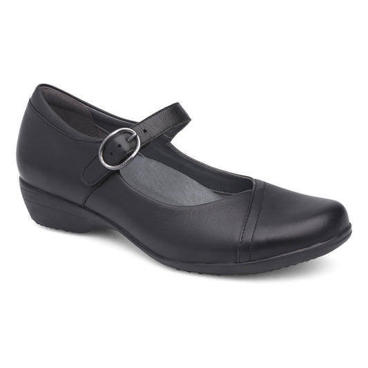 Fawna Wide Black Milled Nappa Dansko Women|For Work