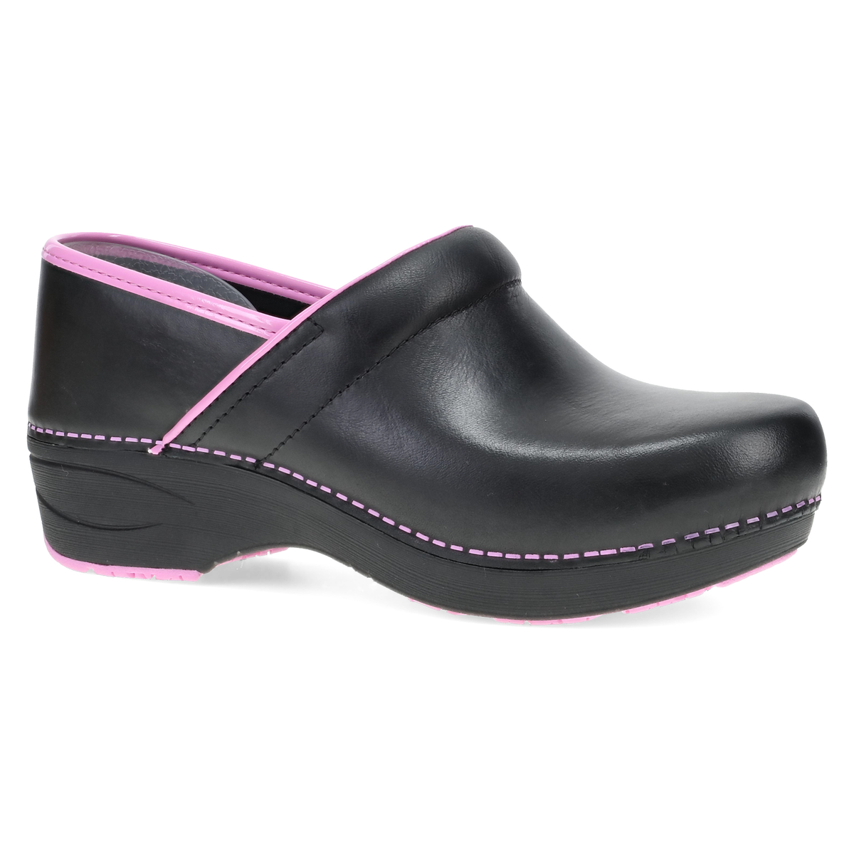 Black/Pink Leather Clog,35