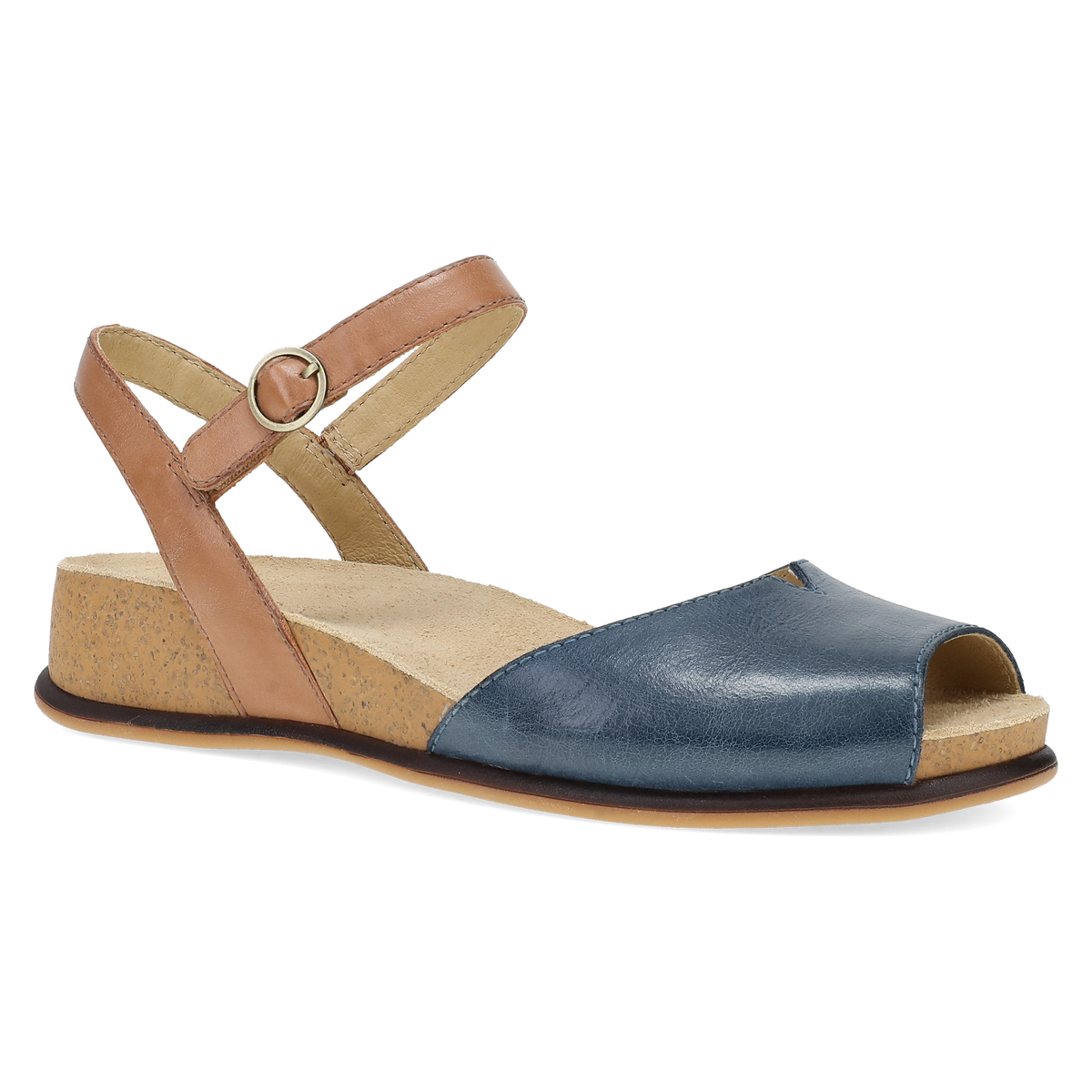 Blue/Tan Leather Sandal,36