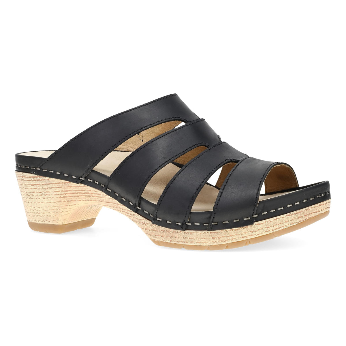Black Oiled Pull Up Sandal,36