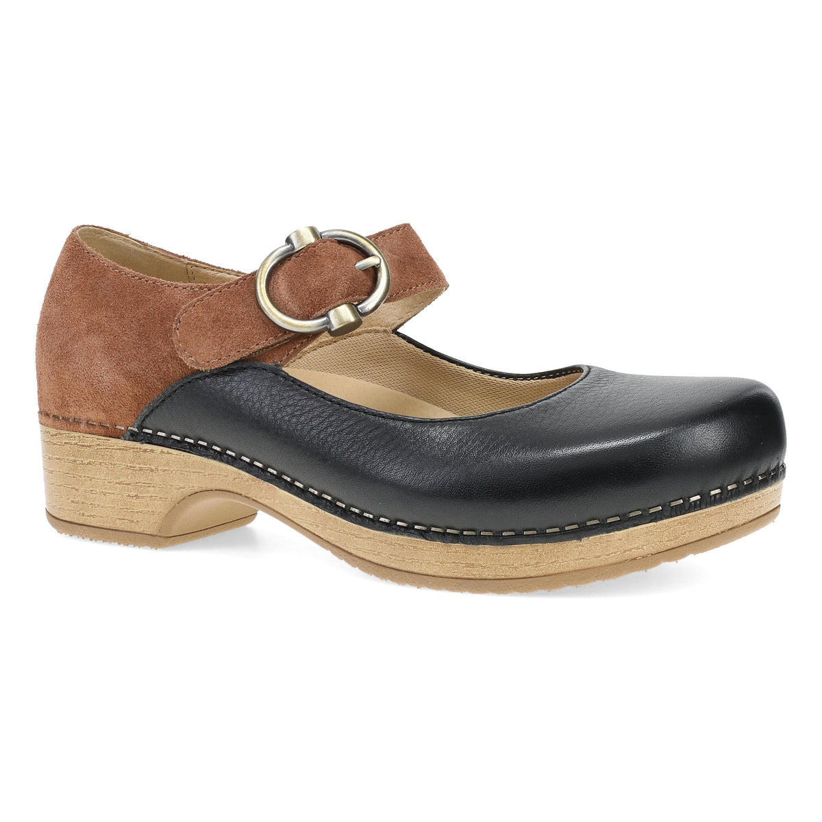 Black/Luggage Burnished Nubuck Mary Jane,36