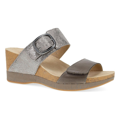 Pewter/Taupe Leather Sandal,36