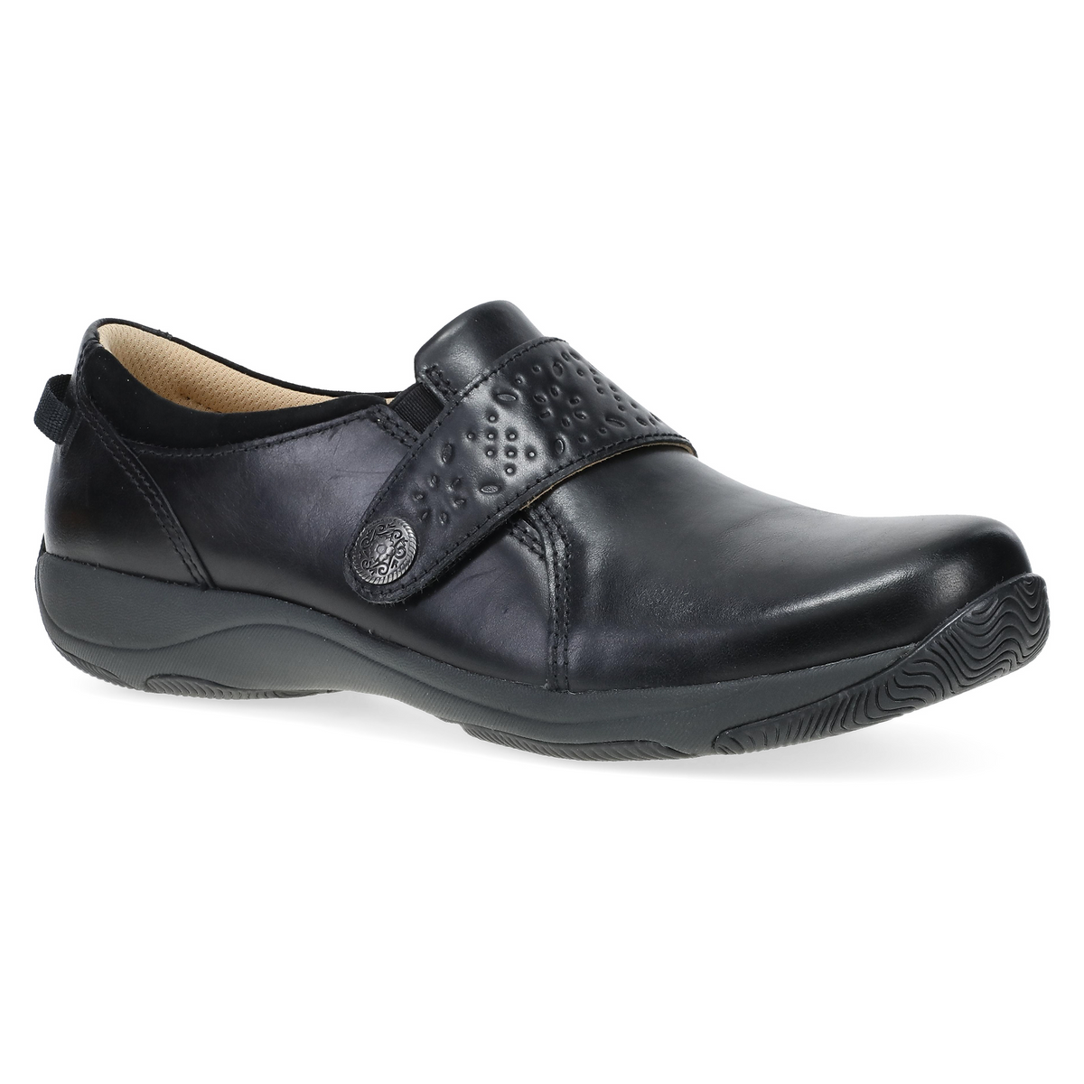 Sallie Wide Black Waxy Burnished Dansko Women|For Work